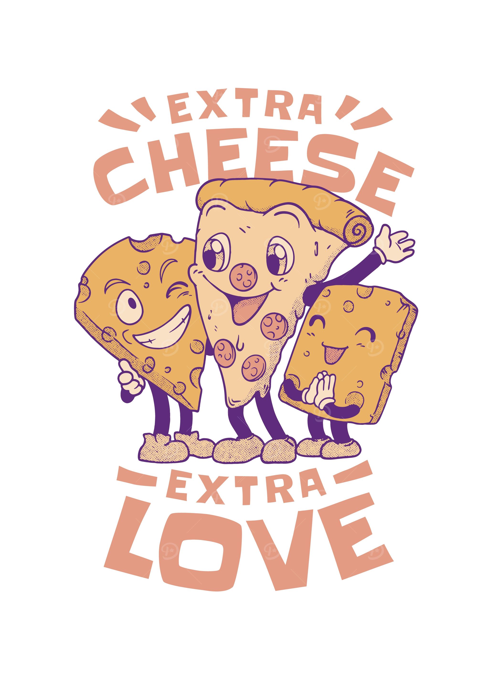 Extra cheese pizza cartoon