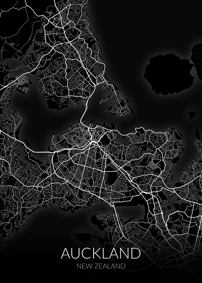 Auckland Map Black
