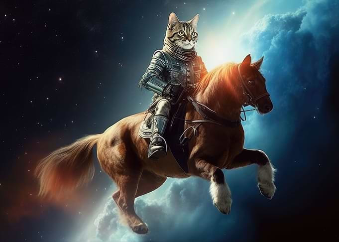 Tabby Cat Horse Rider