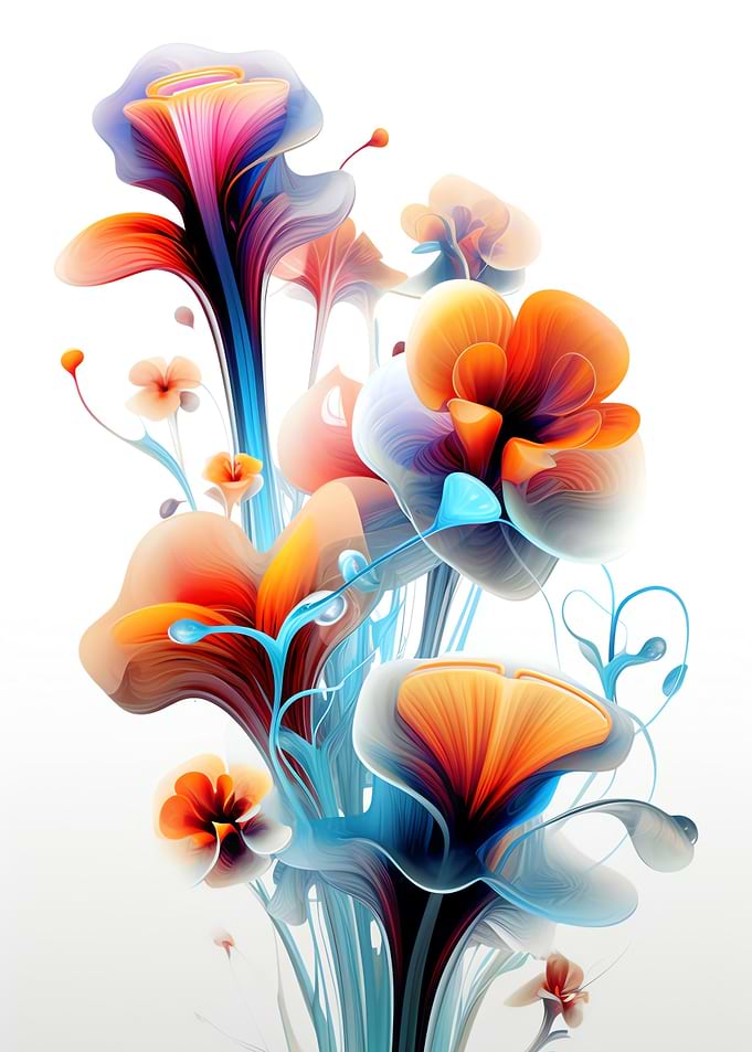 Fractal Flower White Color
