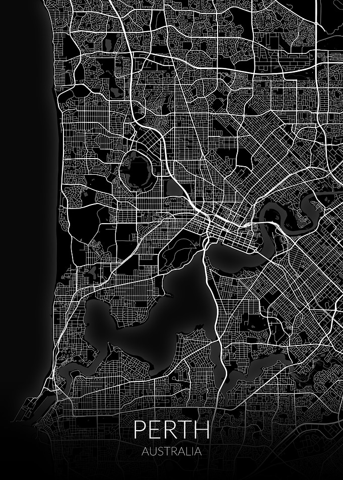 Perth Map Black