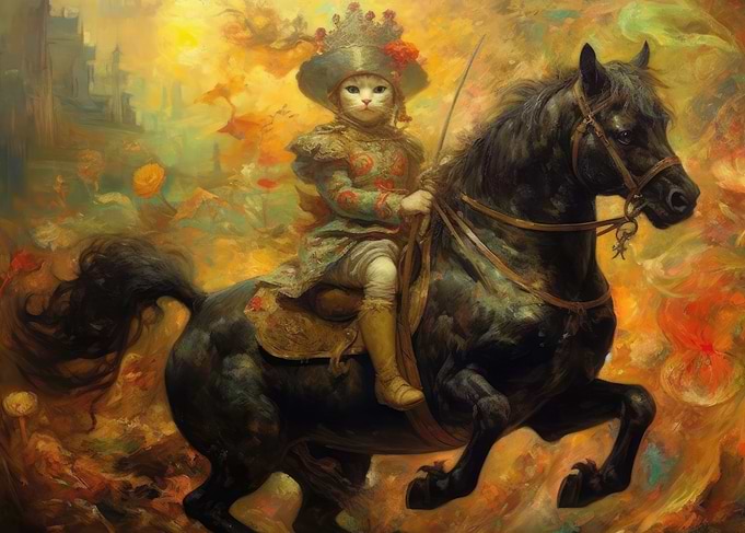Cat Rides a Stallion