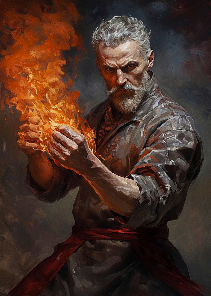 Red Fire Mage Fantasy Art
