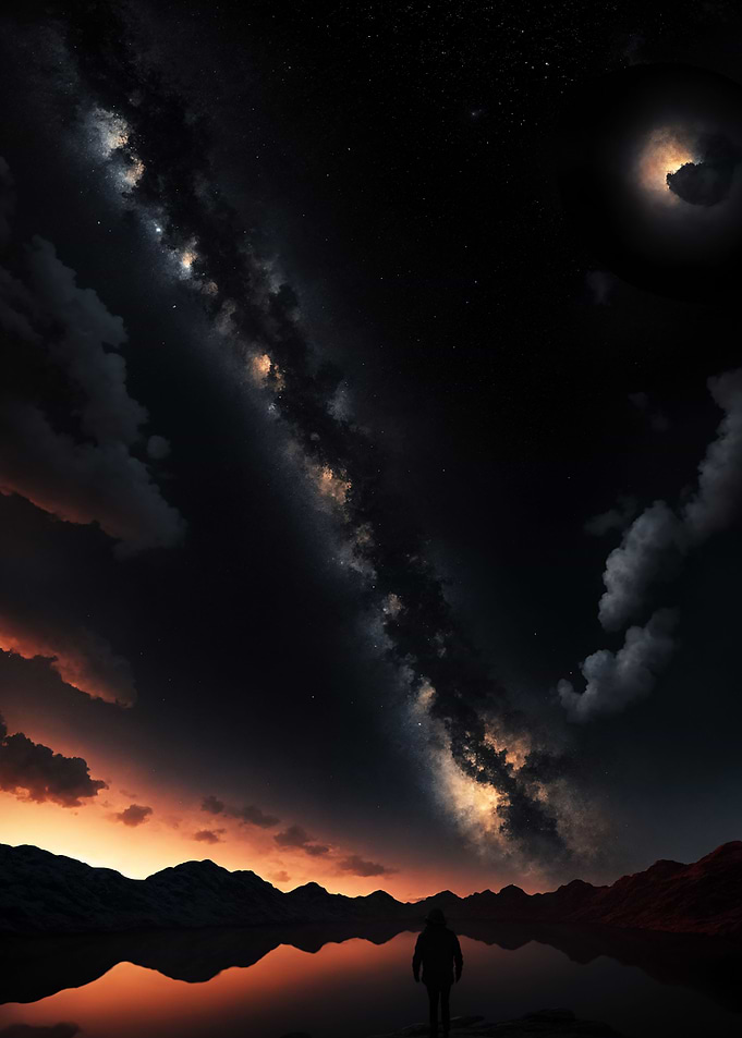 Starry sky over the lake