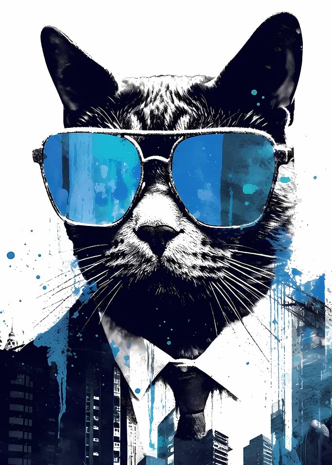 Cat in a Stylish Cityscape