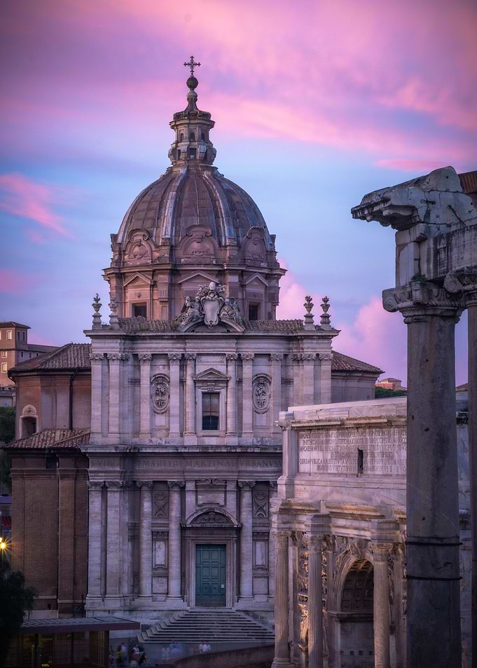 Red sunset above Rome