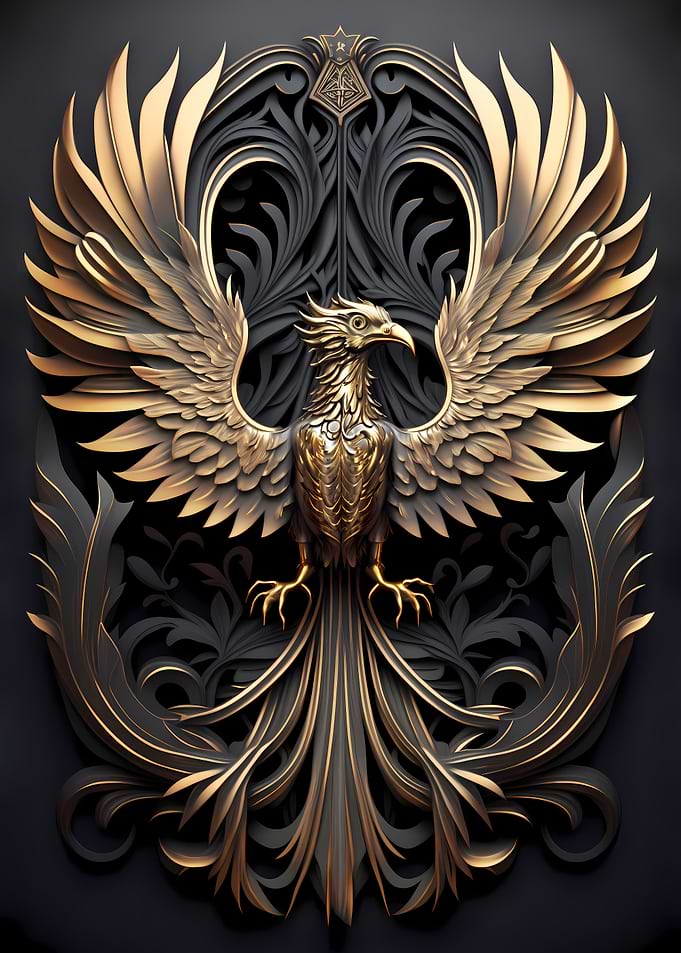 Golden Phoenix Art Deco