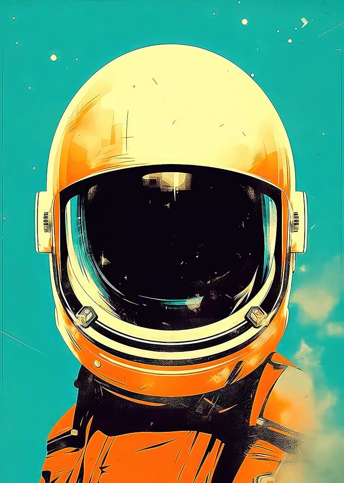 60s Space Helmet Print