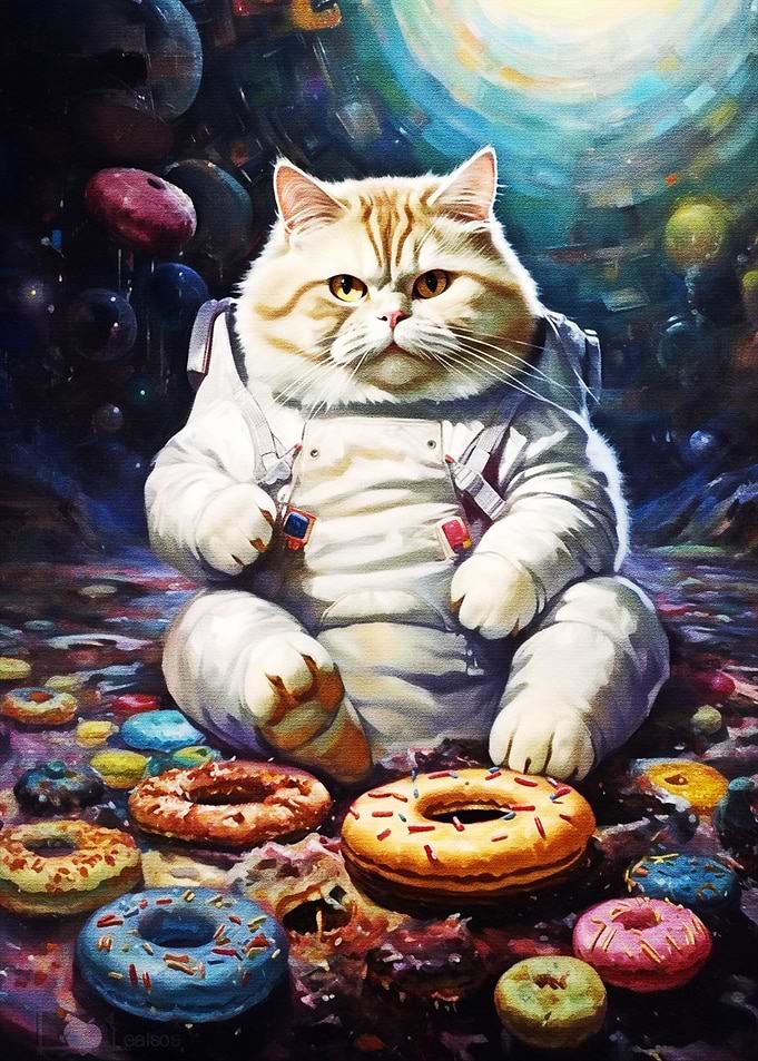 Astronaut Cat is playing