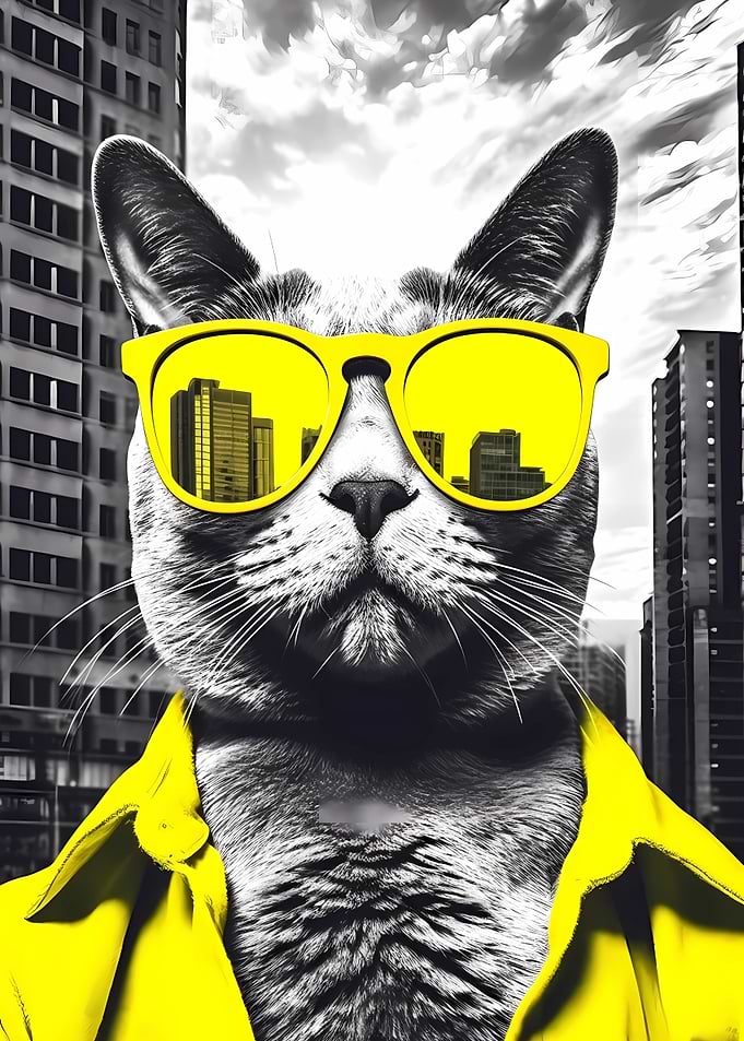 Yellow Vibes Cool Cat