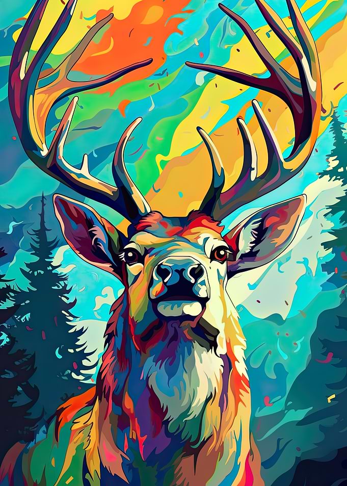 Deer Illustration Pop Art