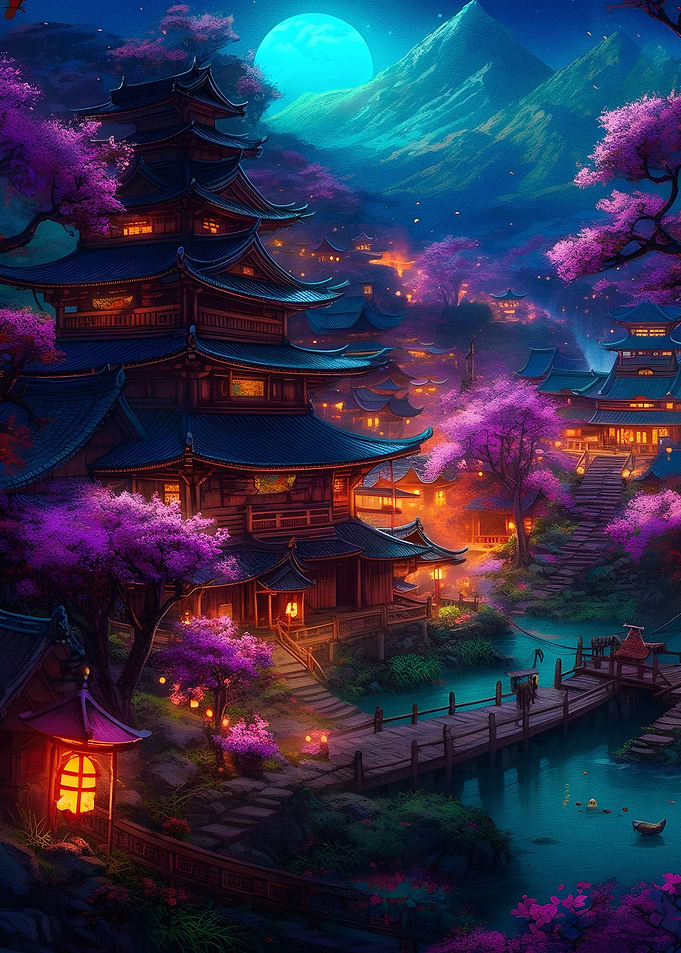 beautiful night the villag