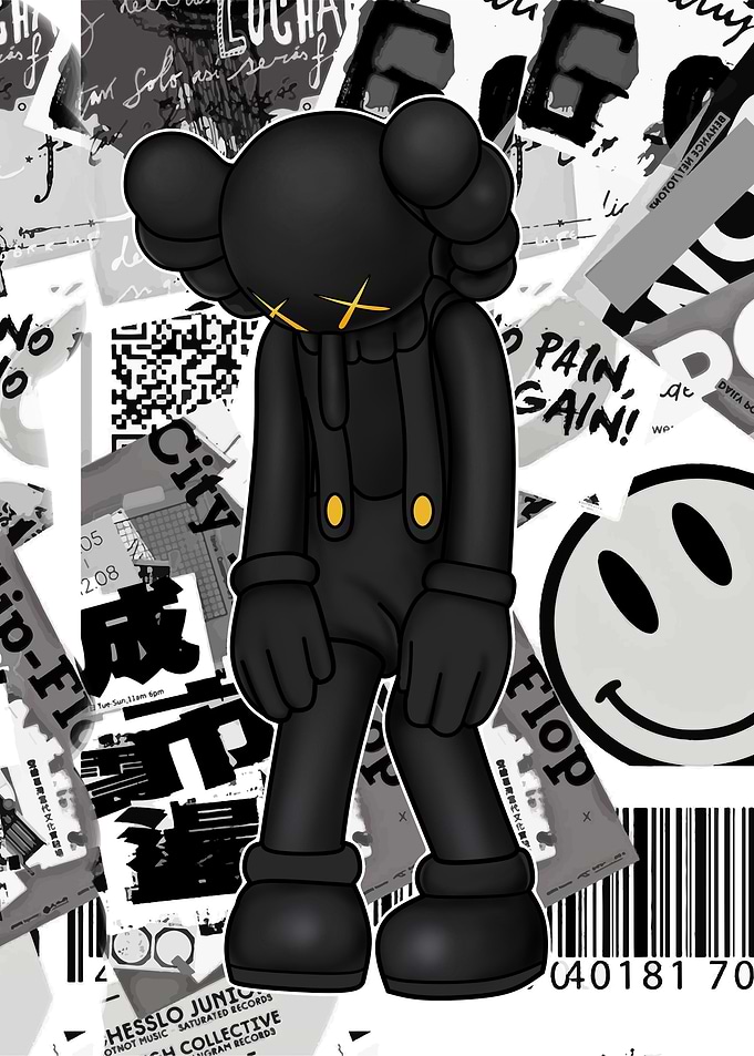 back and white kaws
