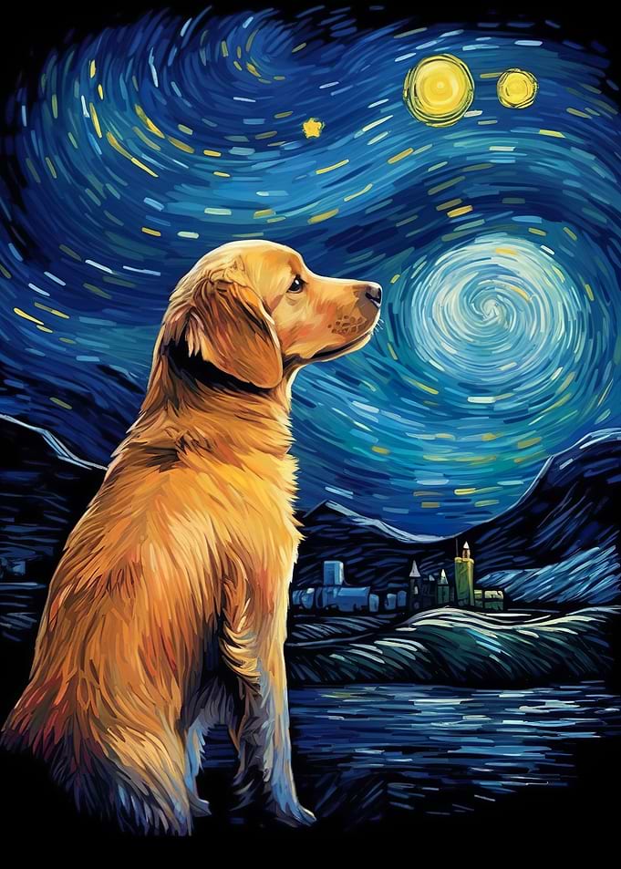 Dog Starry Night Van Gogh