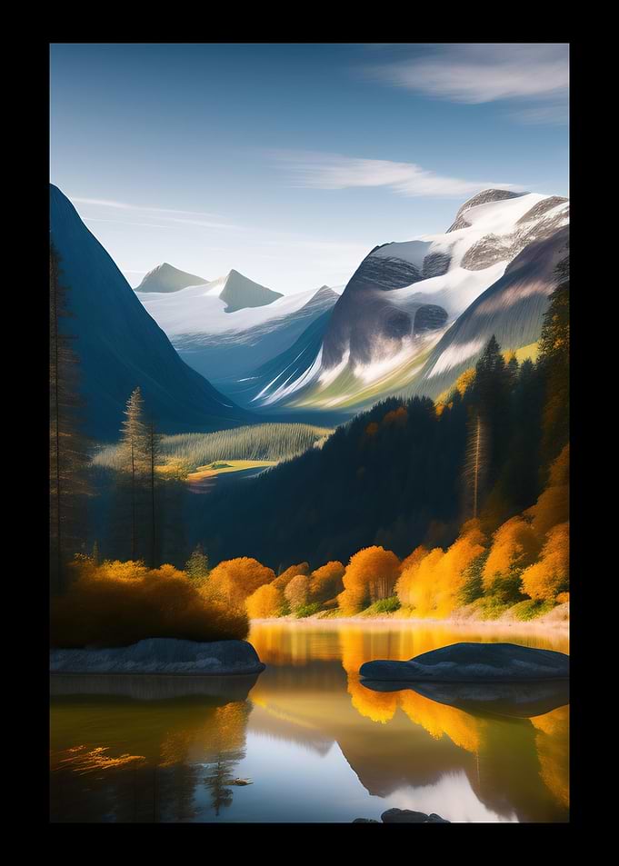 Snowy Mountain And Lake
