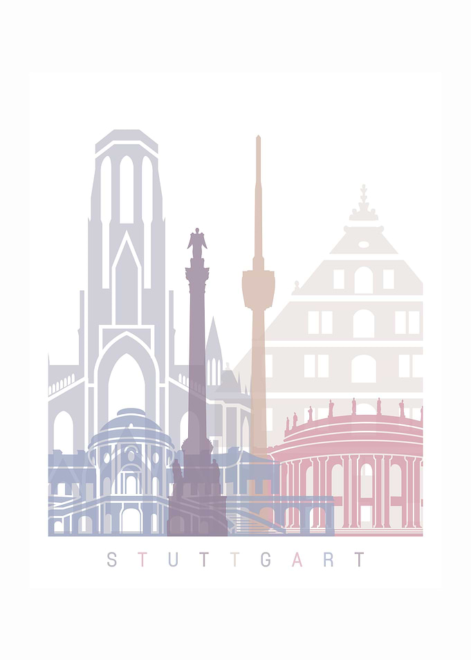Stuttgart skyline pastel