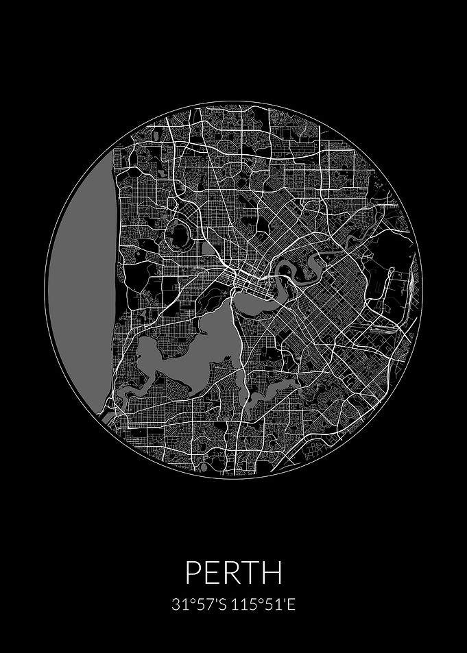 Perth Circle Map Black