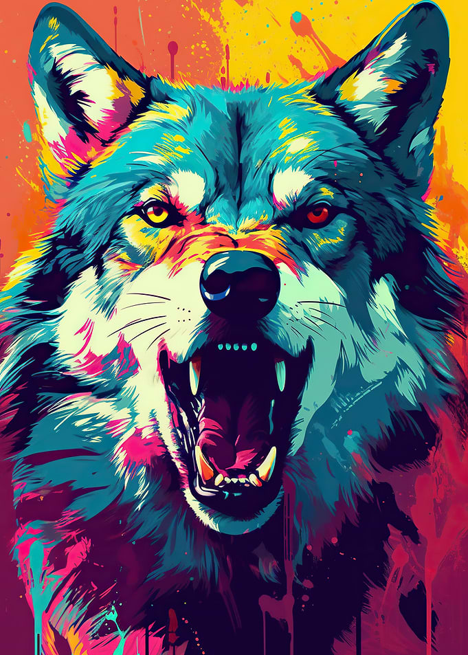 Wolf Illustration Pop Art