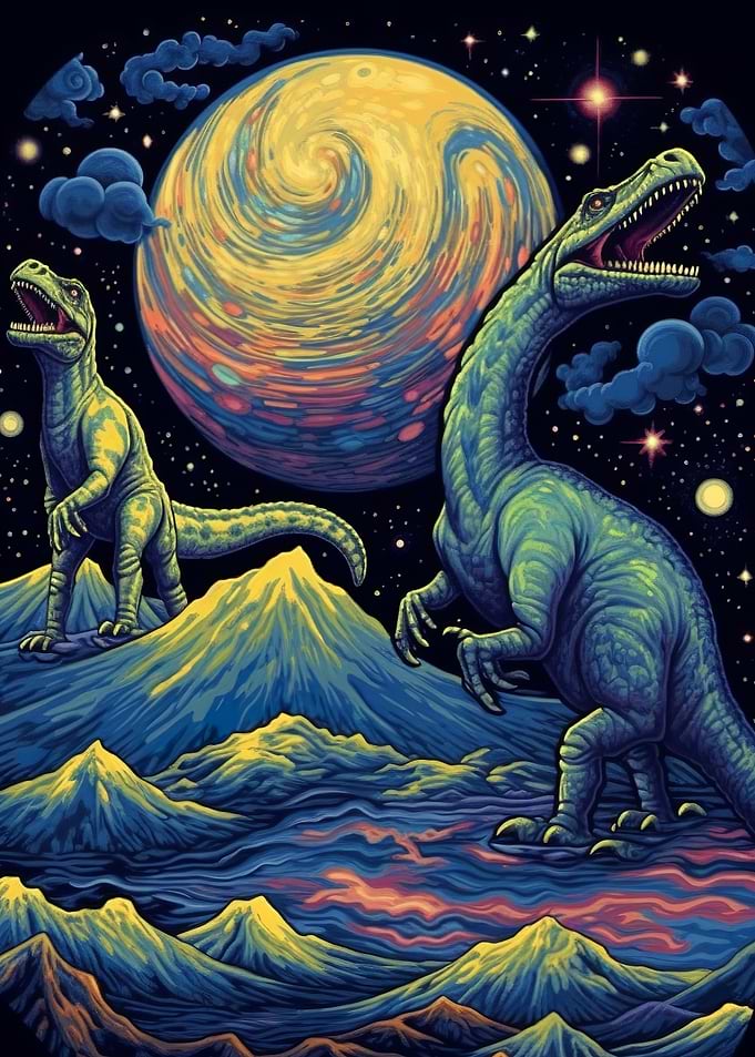 Dino Starry Night Van Gogh