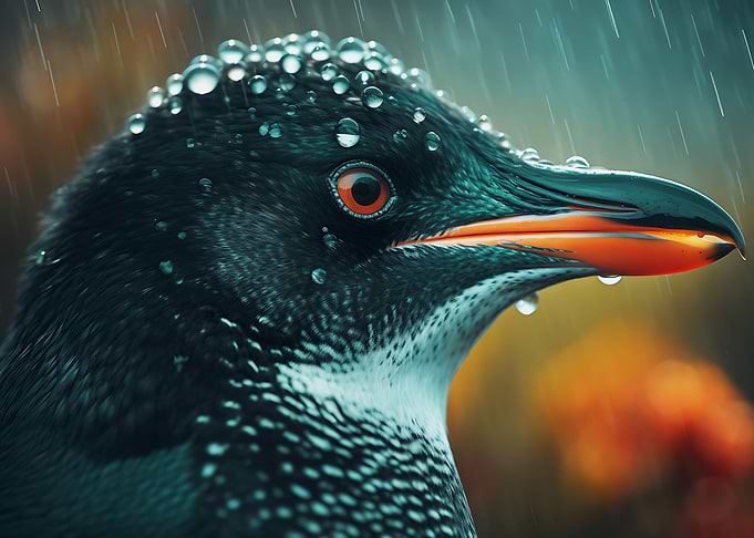 closeup of birds and rain