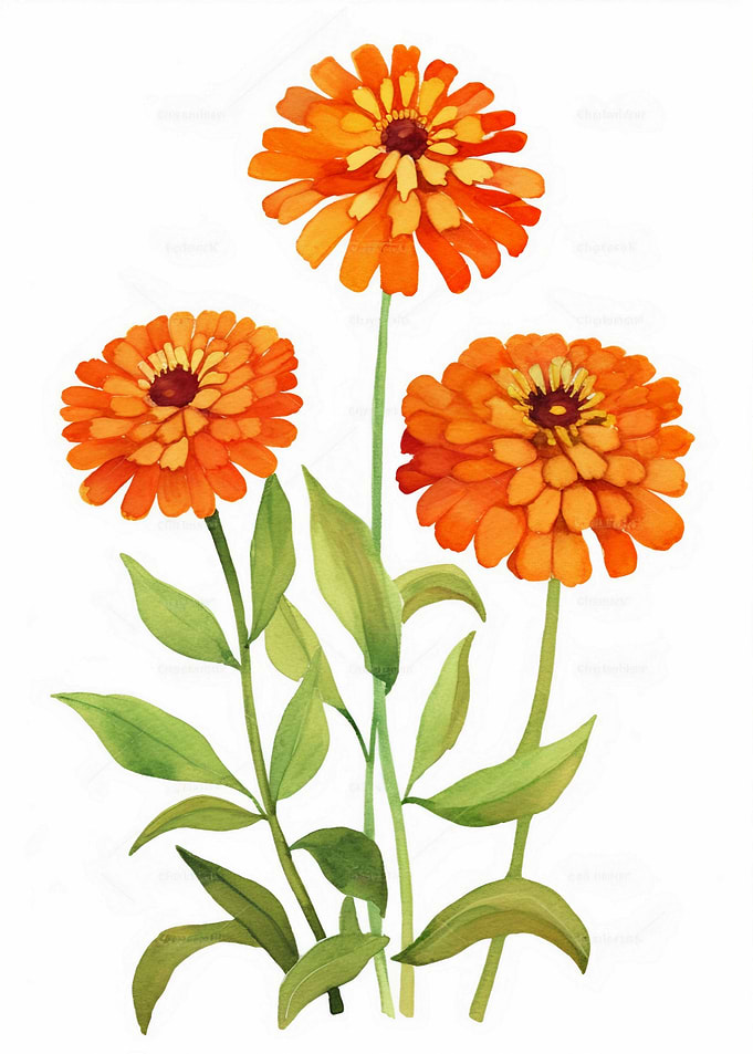 Orange Zinnias