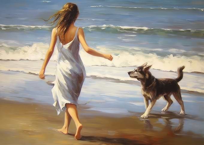 A girl with a dog