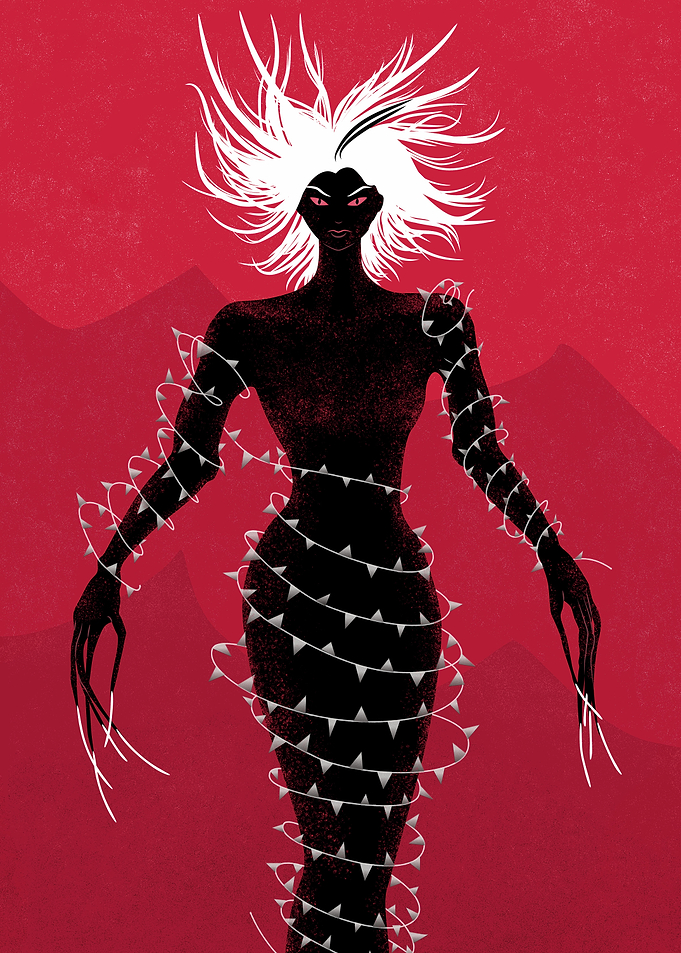 Evil Demon Girl Horror Art