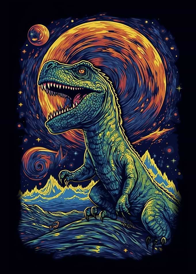 Dino Starry Night Van Gogh
