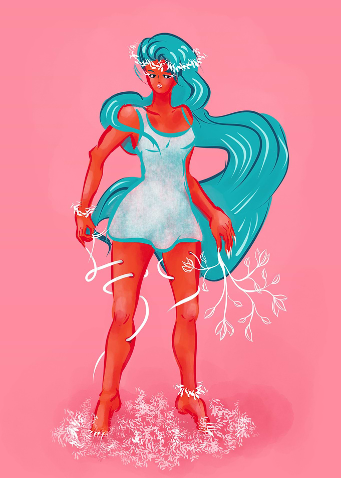 Weird Girl Blue Hair Pink