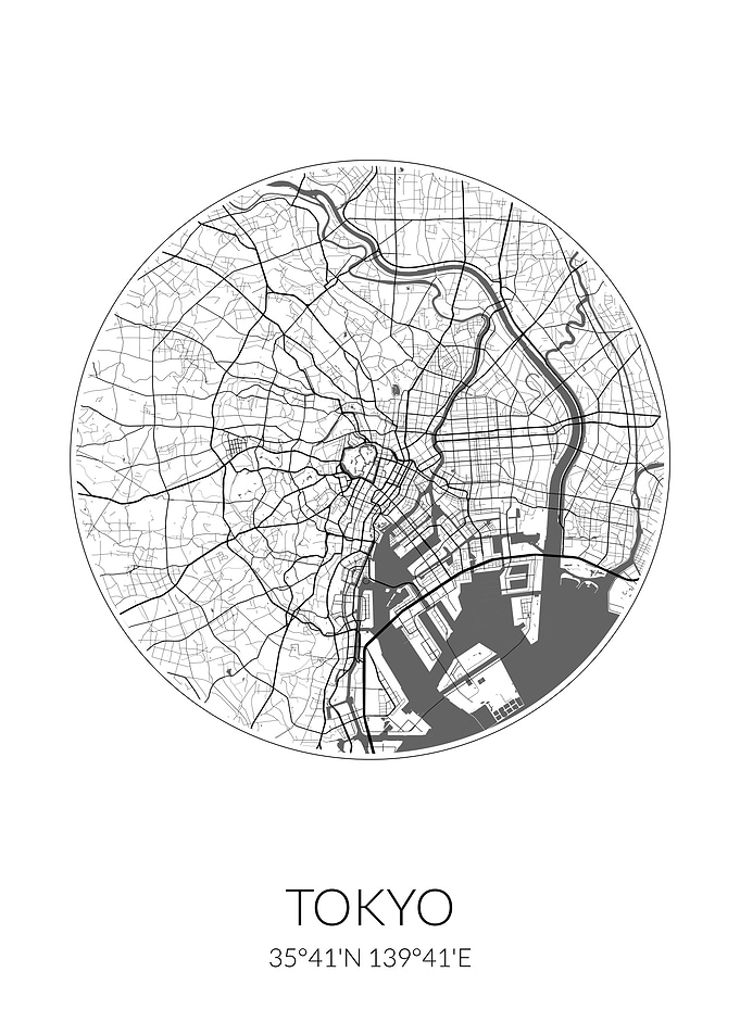 Tokyo Circle Map White