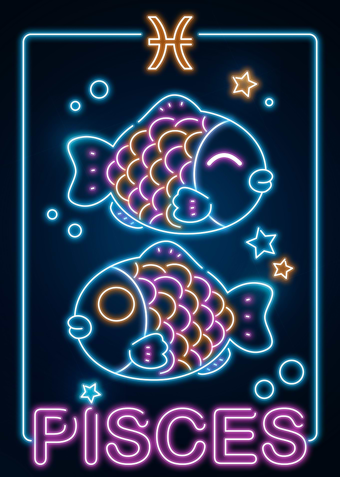 Retro Pisces Sign