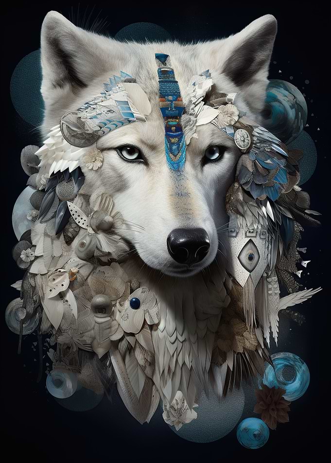 Majestic Moonlit Wolf Art