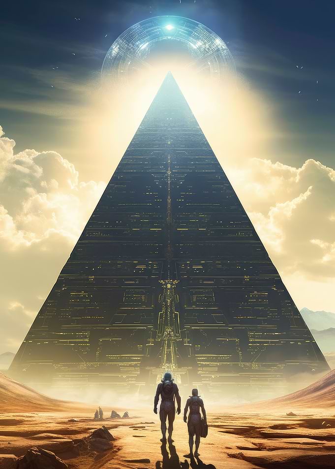 Alien vs humans at pyramid