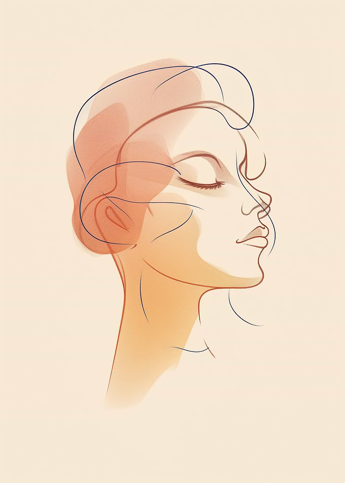 Woman Face Line Drawing
