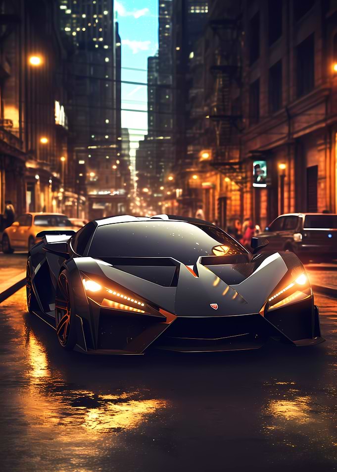 Supercar Night City Lights