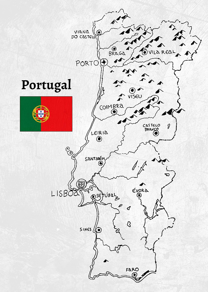 Handdrawn Portugal Map