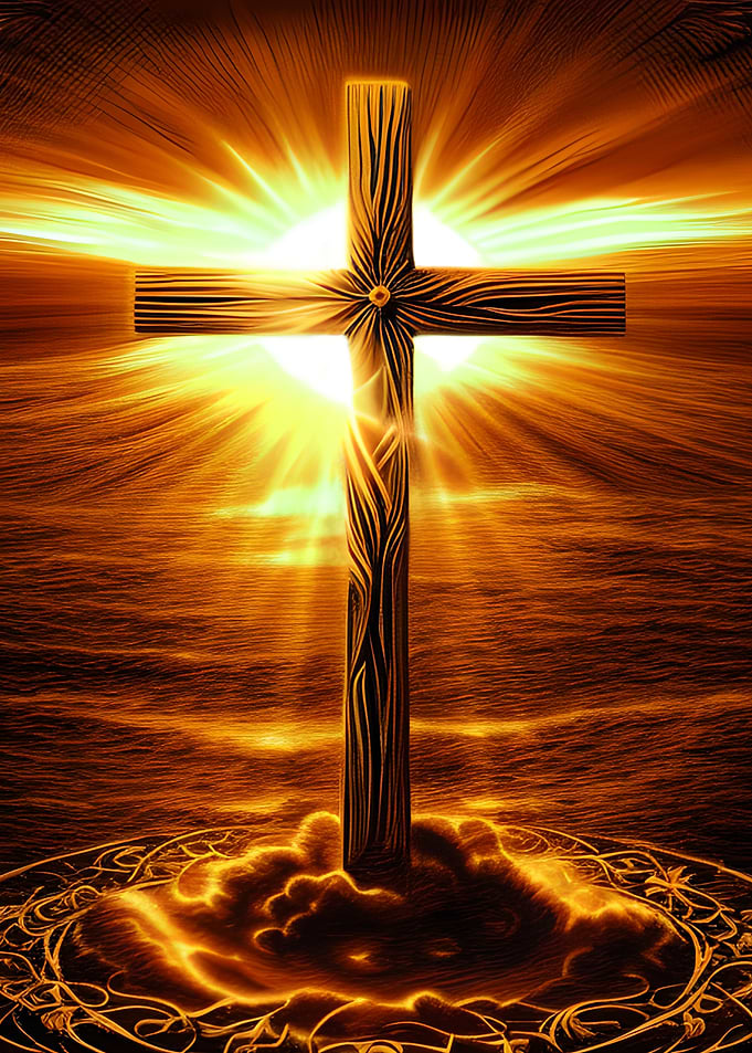Wooden Cross by Sunset