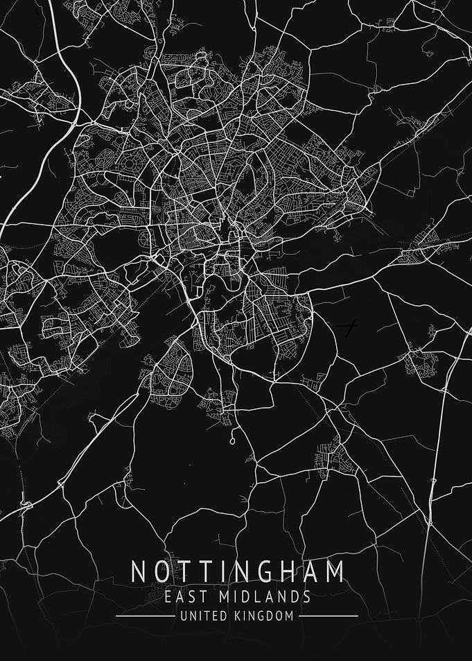 Nottingham UK City Map