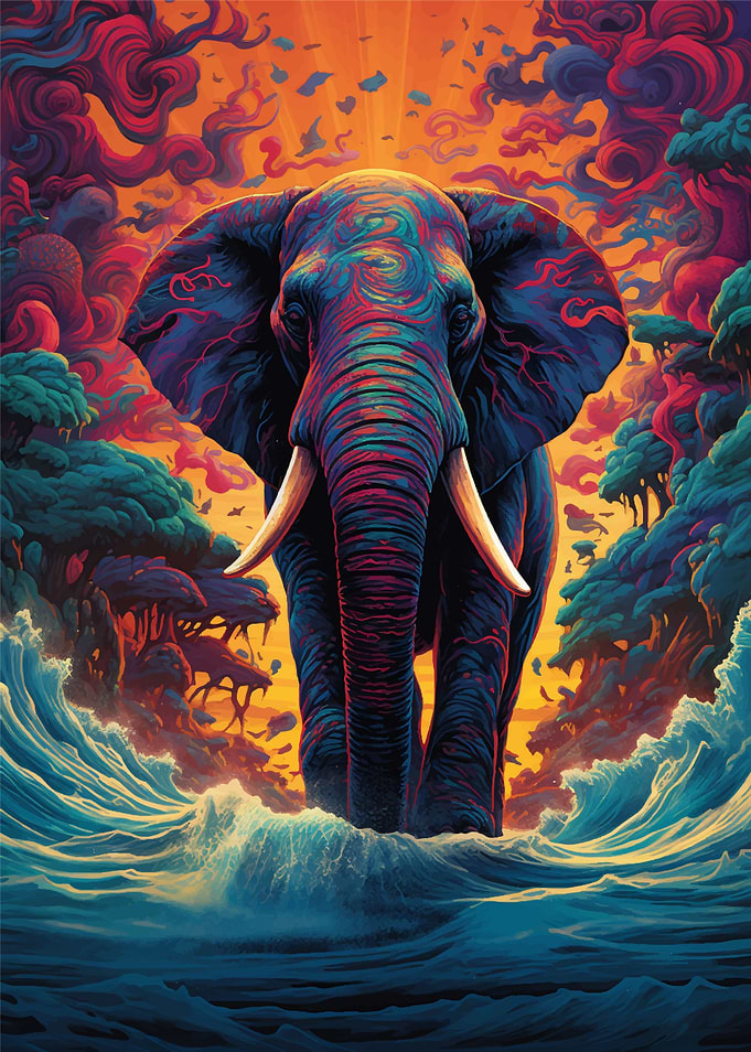 Elephant Walking On Beach