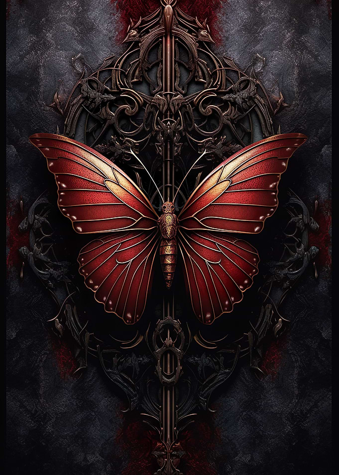Vintage Red Butterfly