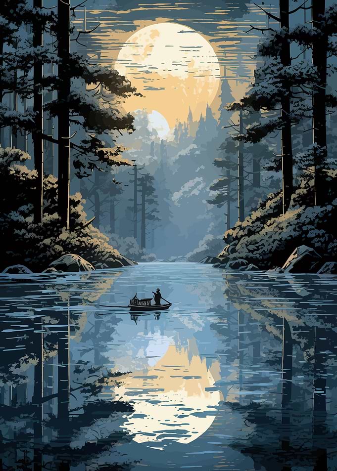 ukiyo e tranquil forest