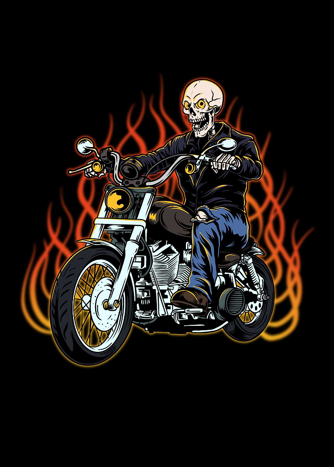 Skeleton Riding Motorcycle