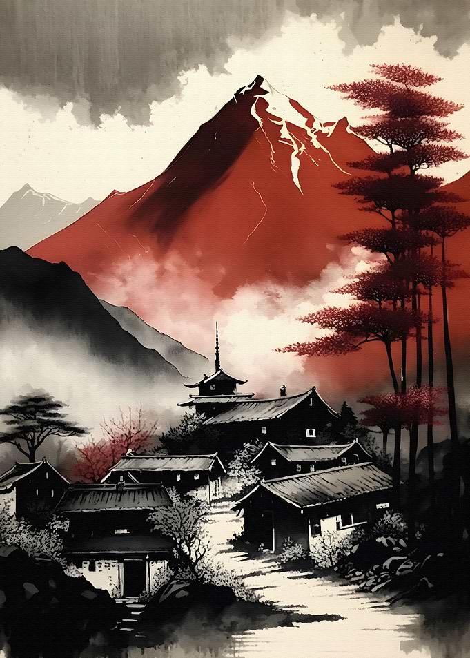 Japanese mountain scene