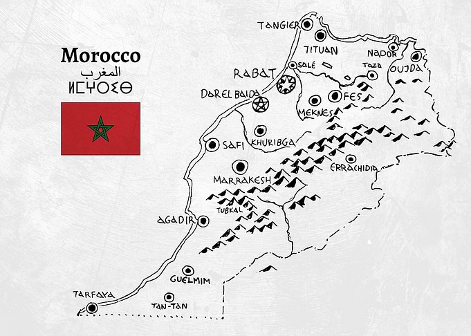 Handdrawn Morocco Map