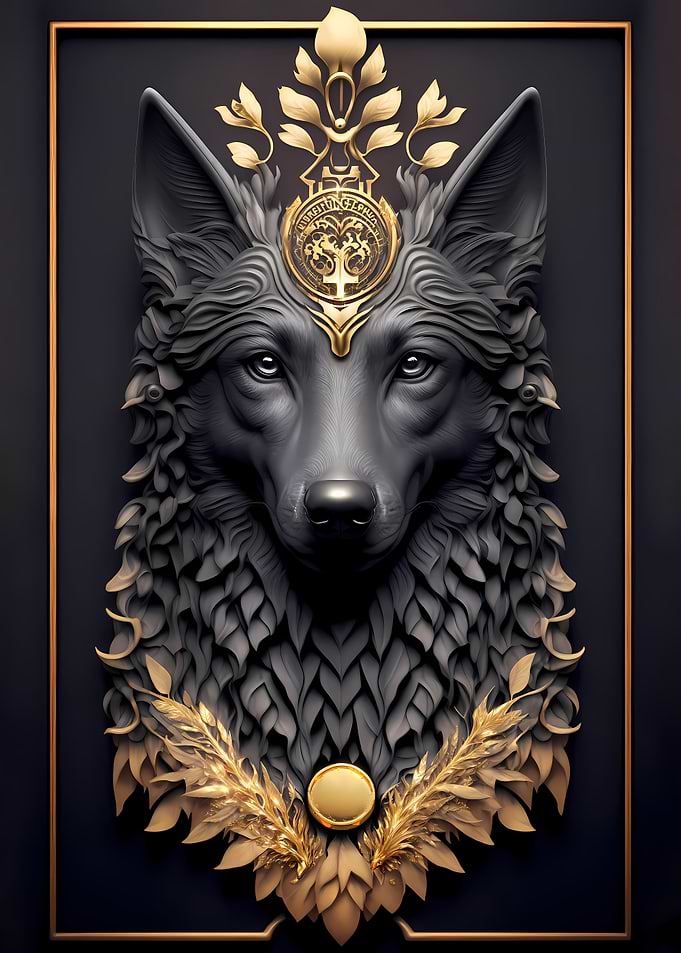 King Wolf Golden Art Deco