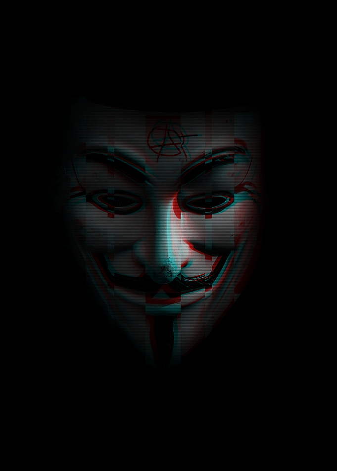 Neon Anonymous Glitch Mask