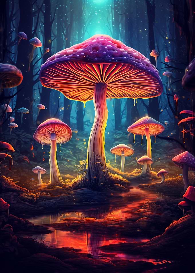 Magic Mushroom Dark Forest