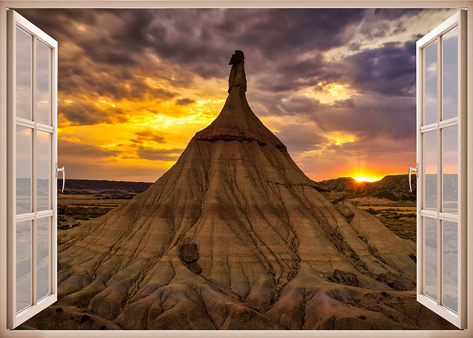 Window view dessert sunset