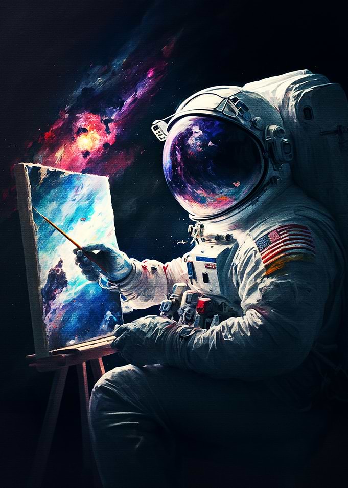Astronaut holding brush