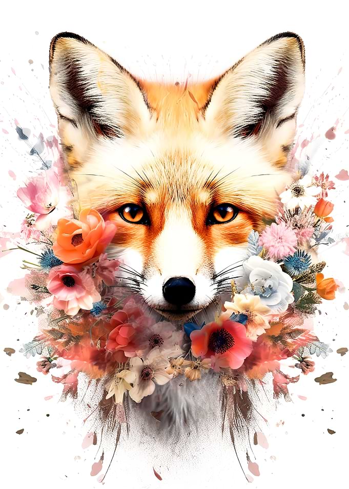 Fox with flowers
